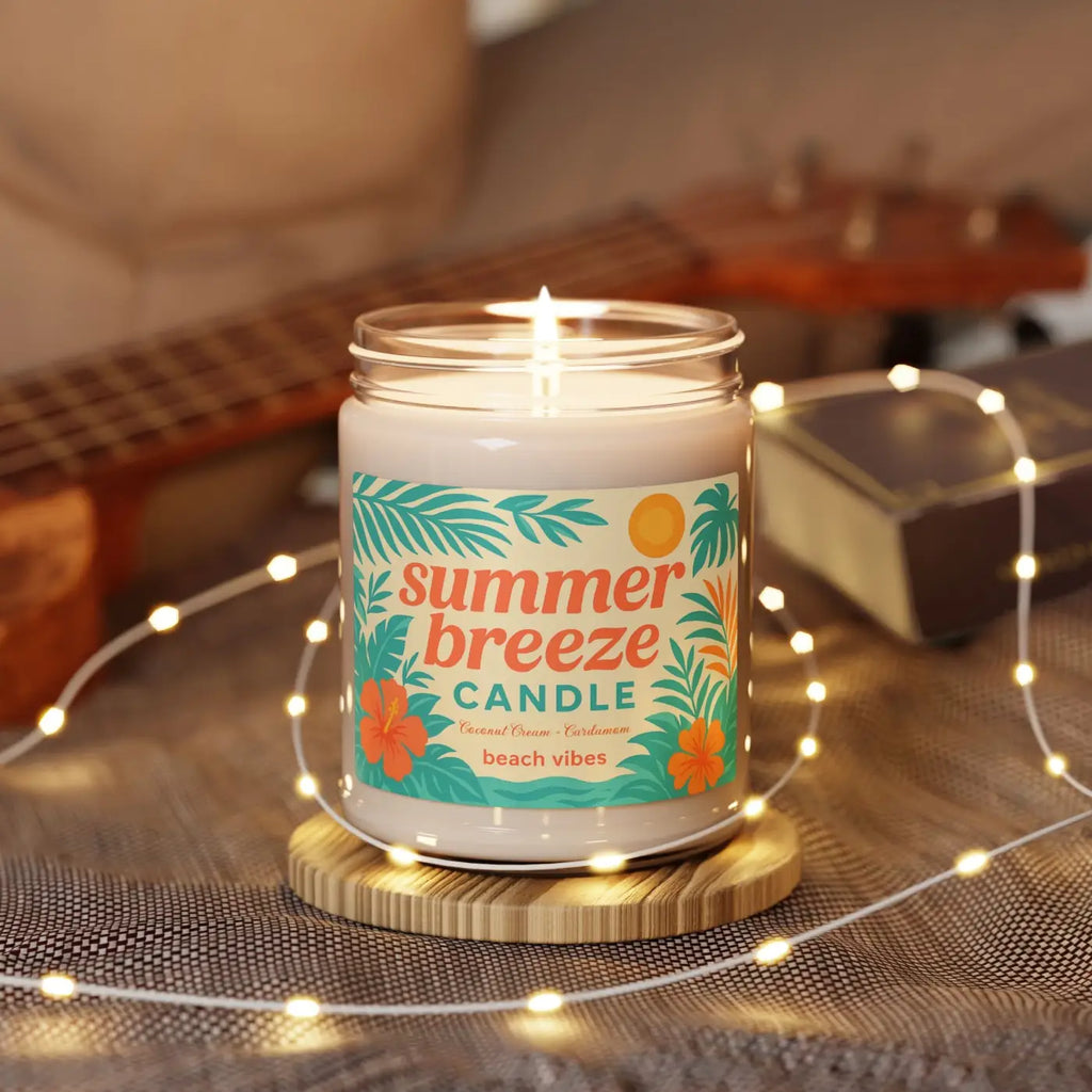 Summer Breeze Scented Soy Candle - Cotton Wick Beach Vibes - DipaliZ