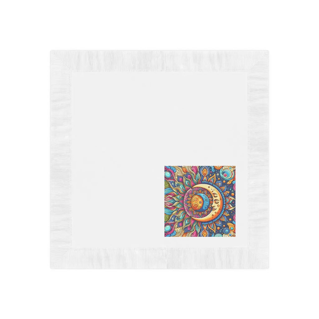 Moon Mandala Paper Napkins - White Coined Design - DipaliZ