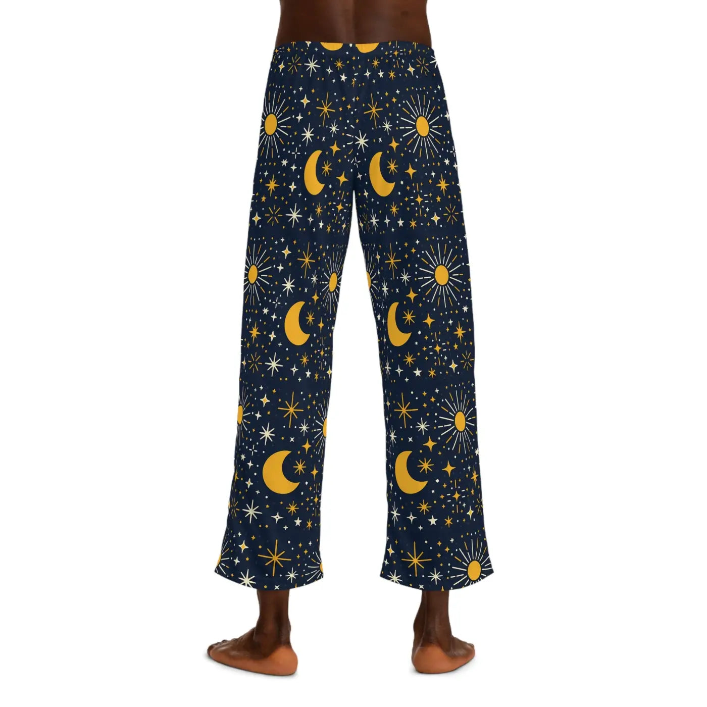 Cosmic Pajama Pants - Silky Sun Moon Stars Print - DipaliZ