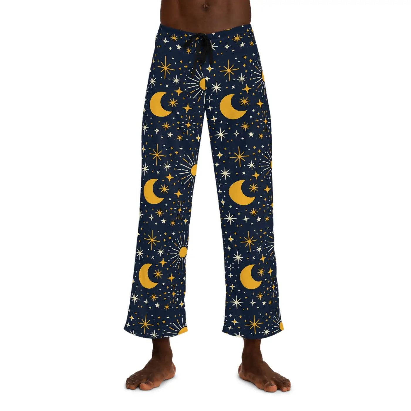 Cosmic Pajama Pants - Silky Sun Moon Stars Print - DipaliZ