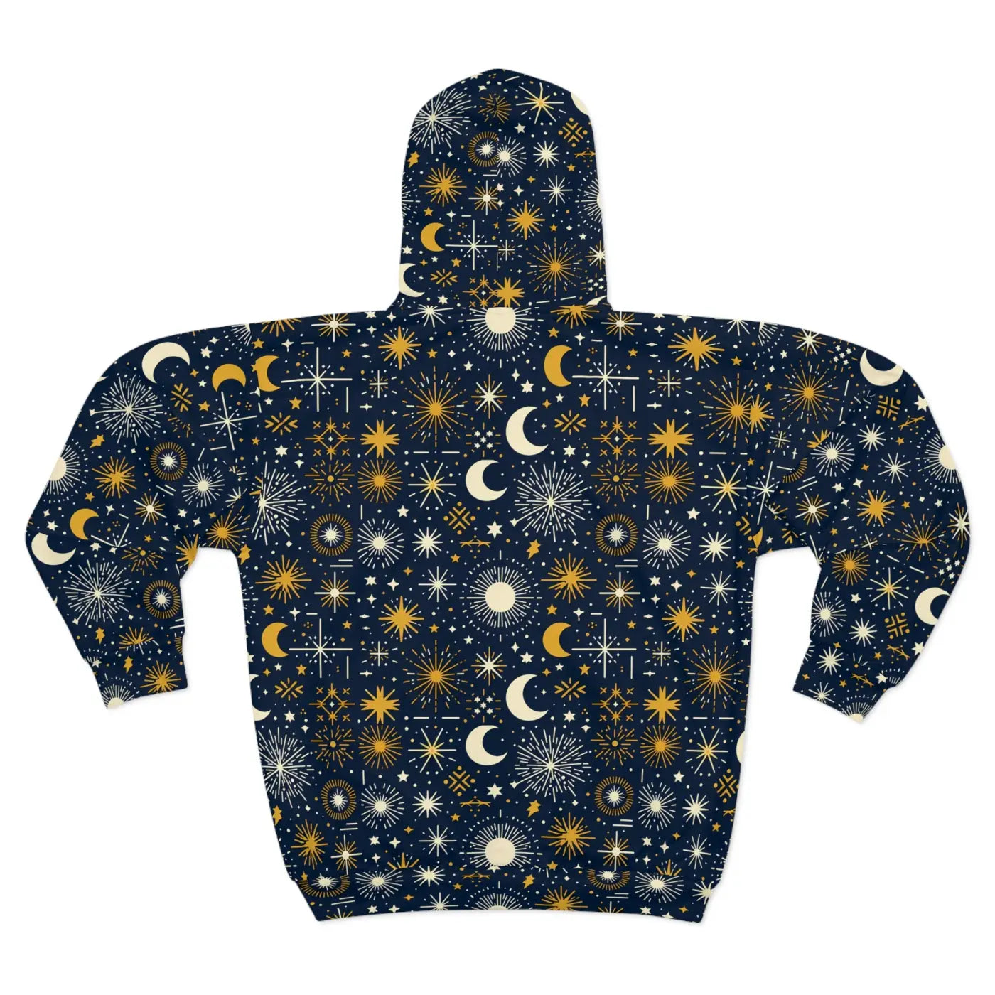 Sun Moon Stars Hoodie - Black Zipper and Roomy Hood - DipaliZ