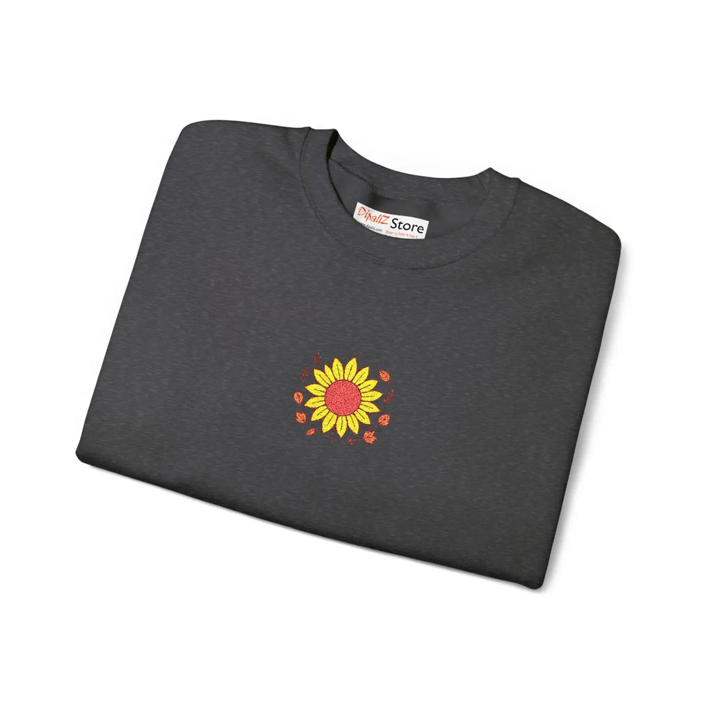 Cozy Fall Sweatshirt - Sunflower Embroidered Unisex - DipaliZ