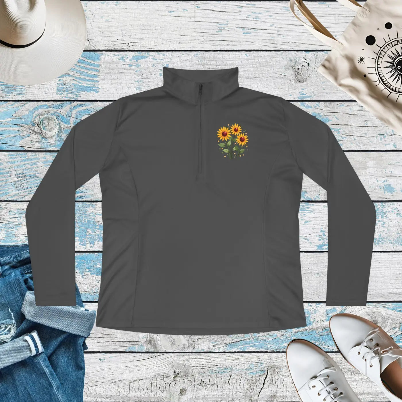 Ladies Quarter-Zip Pullover - Cozy Spring Style - DipaliZ