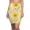 Premium Sunny Floral Women's Pencil Skirt - Curve Flattering - DipaliZ