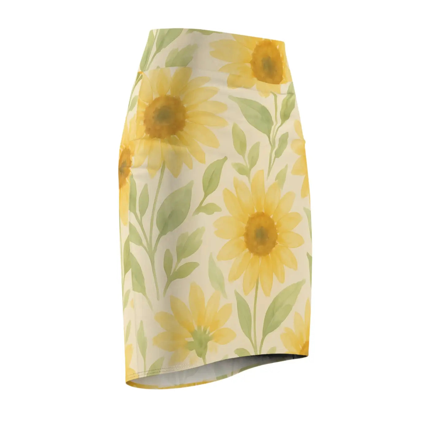 Premium Sunny Floral Women's Pencil Skirt - Curve Flattering - DipaliZ