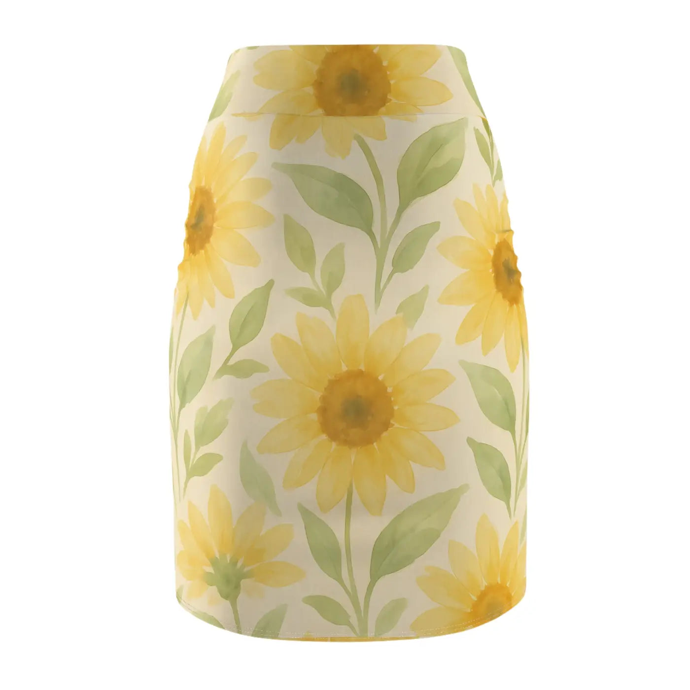 Premium Sunny Floral Women's Pencil Skirt - Curve Flattering - DipaliZ