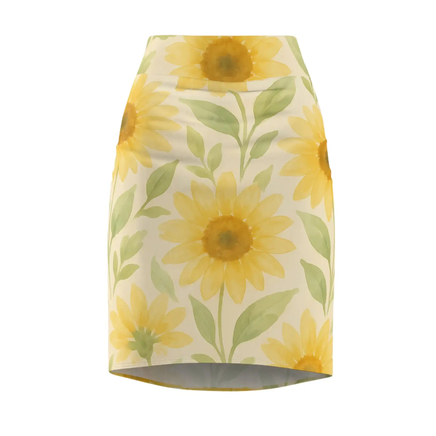 Premium Sunny Floral Women's Pencil Skirt - Curve Flattering - DipaliZ