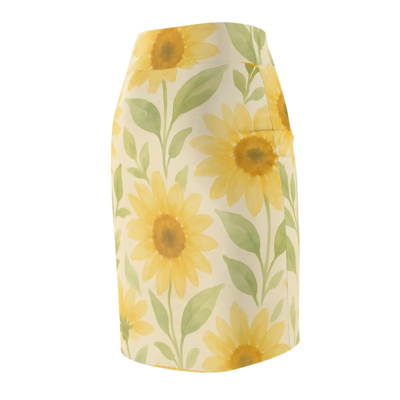 Premium Sunny Floral Women's Pencil Skirt - Curve Flattering - DipaliZ