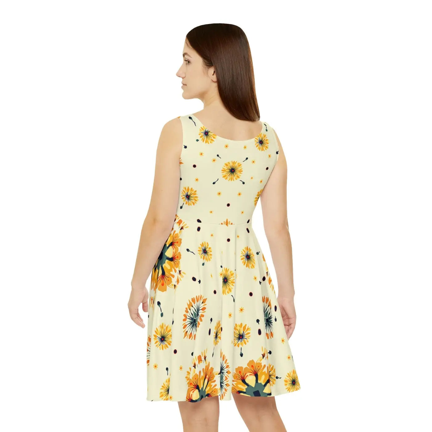Vibrant Sunny Floral Womens Skater Dress - DipaliZ