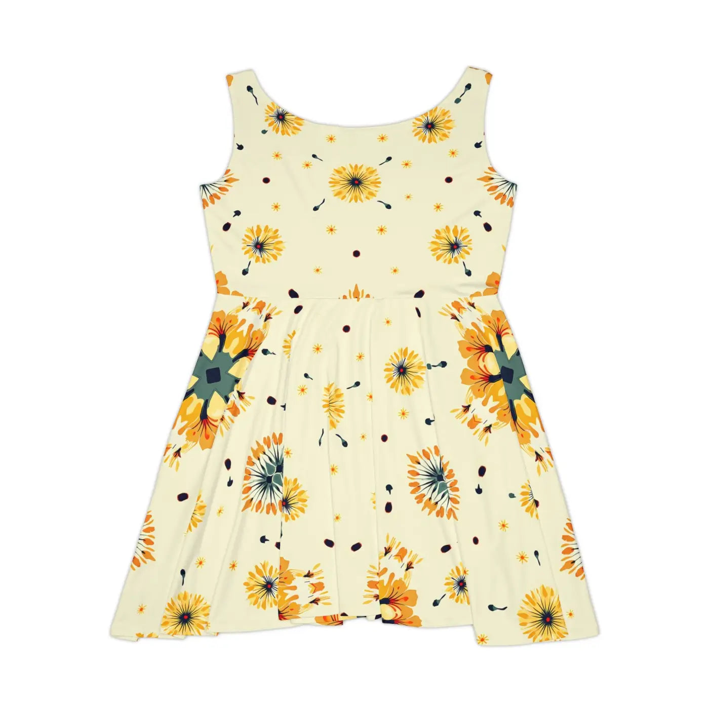 Vibrant Sunny Floral Womens Skater Dress - DipaliZ
