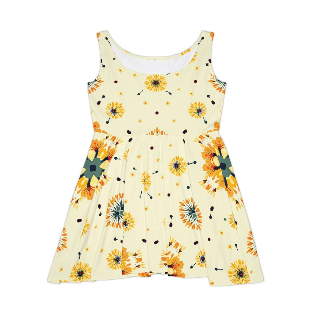 Vibrant Sunny Floral Womens Skater Dress - DipaliZ
