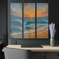 Sunset Beach Acrylic Triptych Wall Art - Coastal Home Decor - DipaliZ