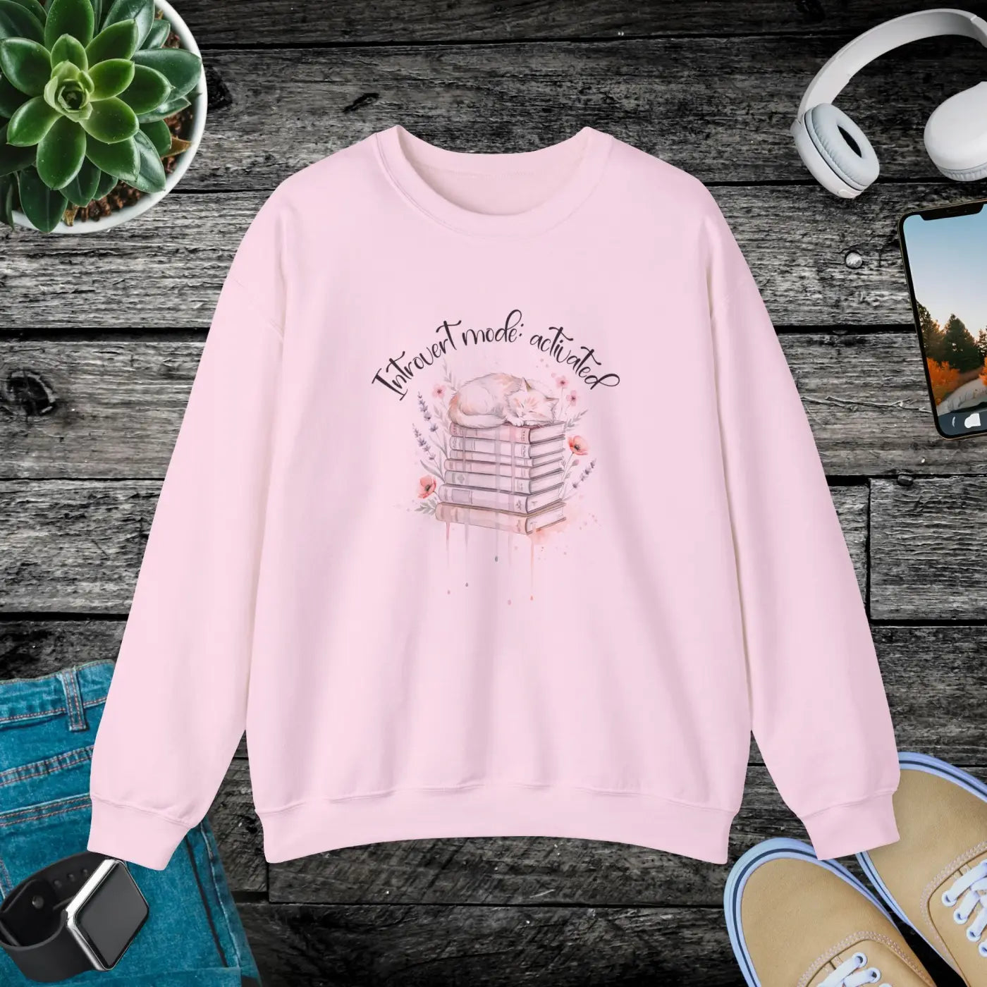 Cozy Reading Vibes Sweatshirt - Books Graphic Tubular Knit - DipaliZ