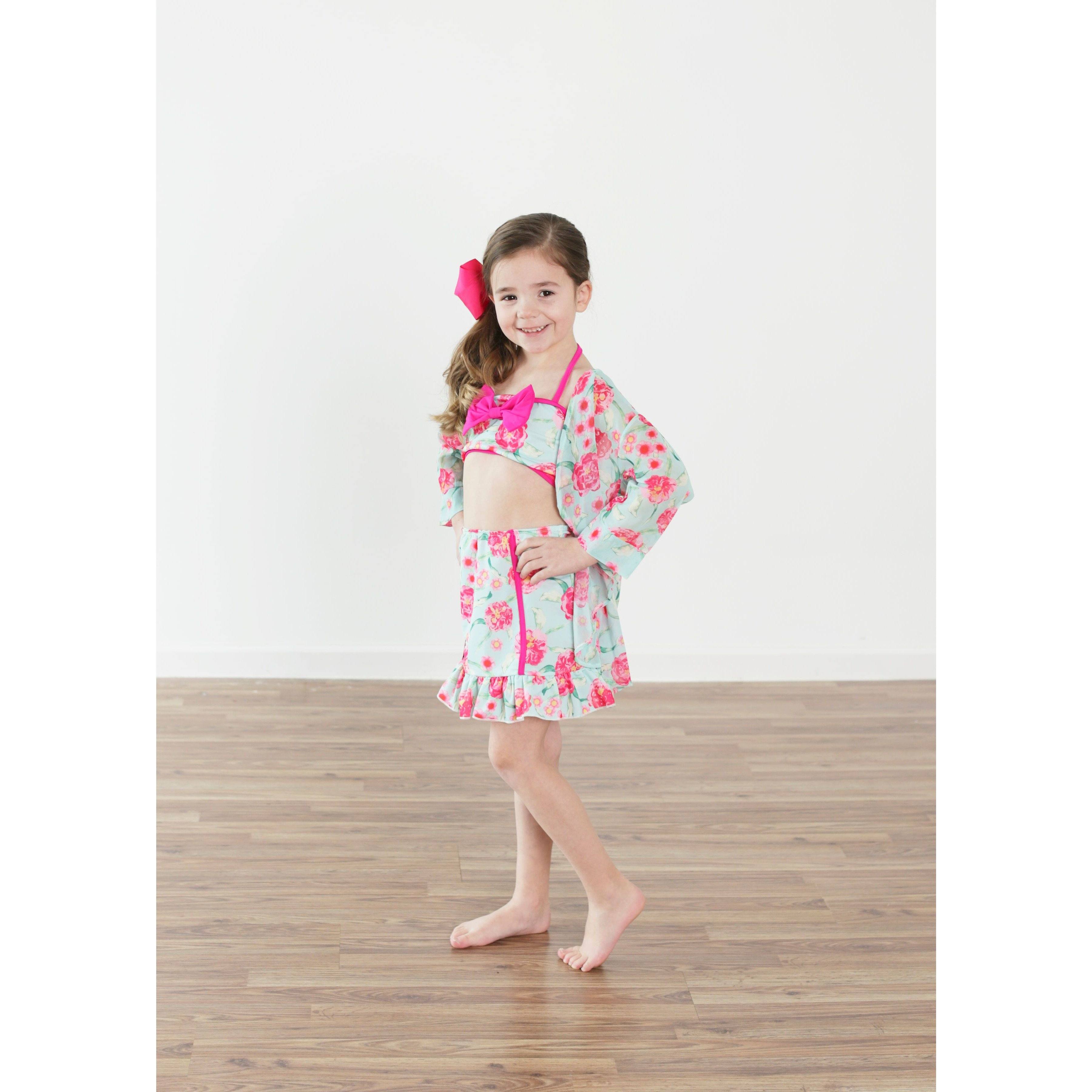 Vintage Girl 3 Piece Floral Swimsuit