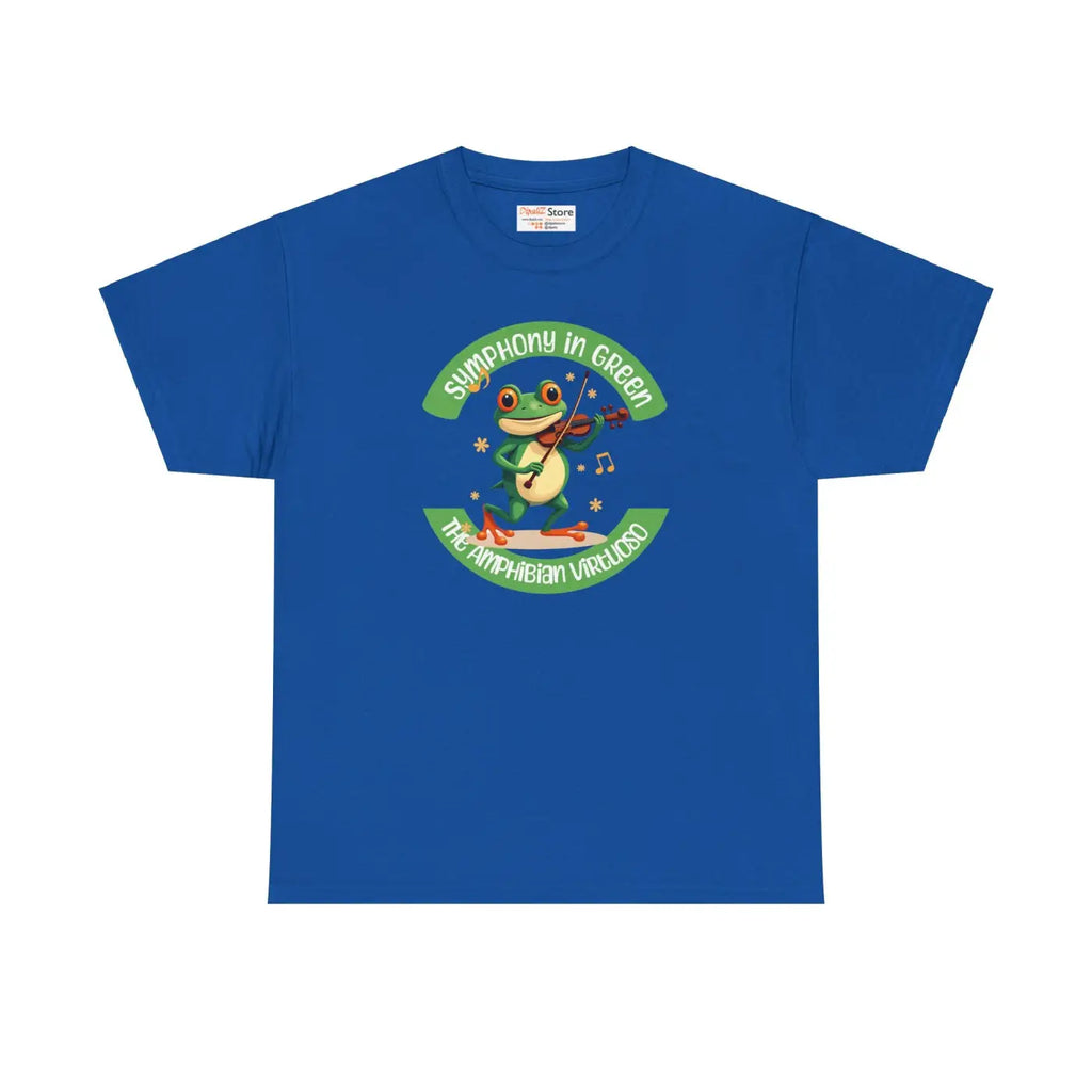 Frog Symphony Green Heavy Cotton Tee - Musical Art - DipaliZ