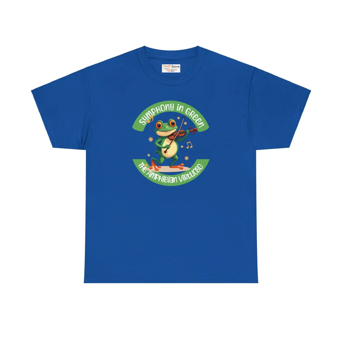 Frog Symphony Green Heavy Cotton Tee - Musical Art - DipaliZ