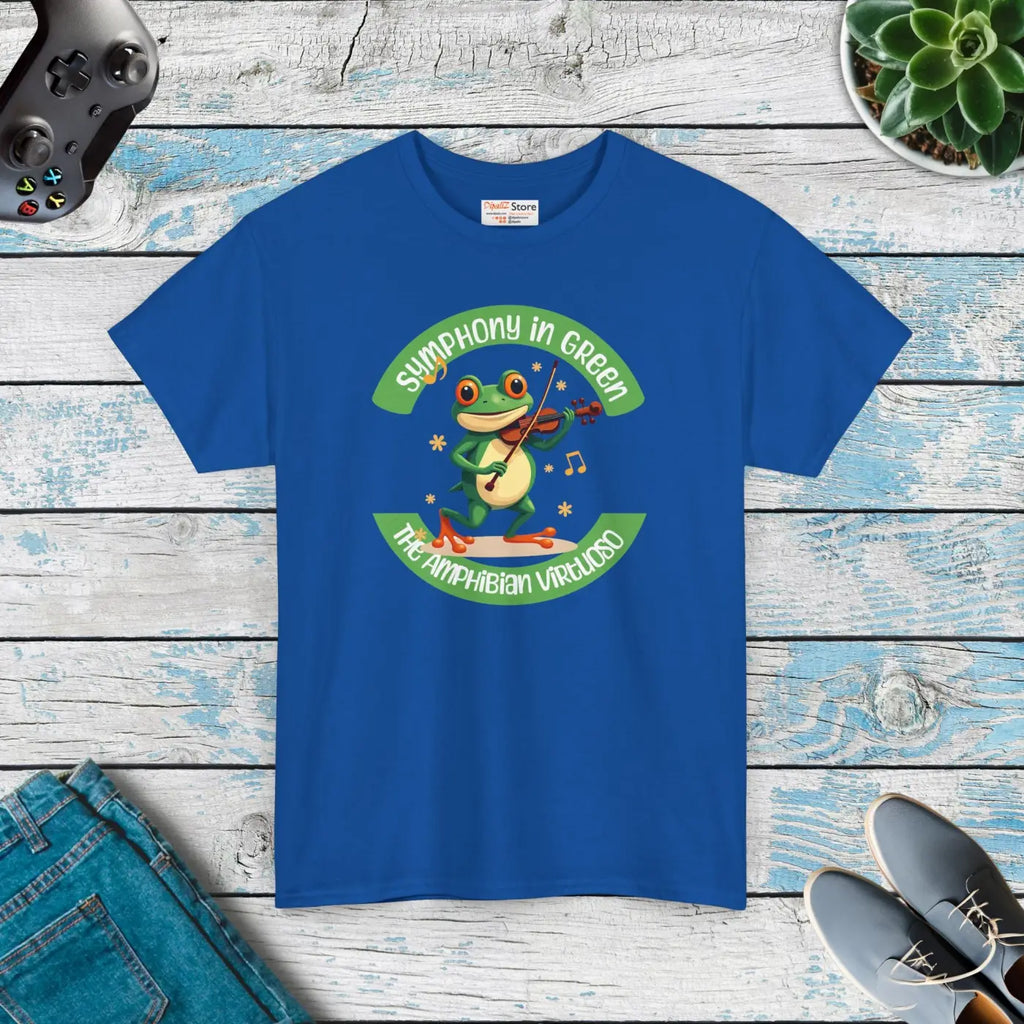 Frog Symphony Green Heavy Cotton Tee - Musical Art - DipaliZ