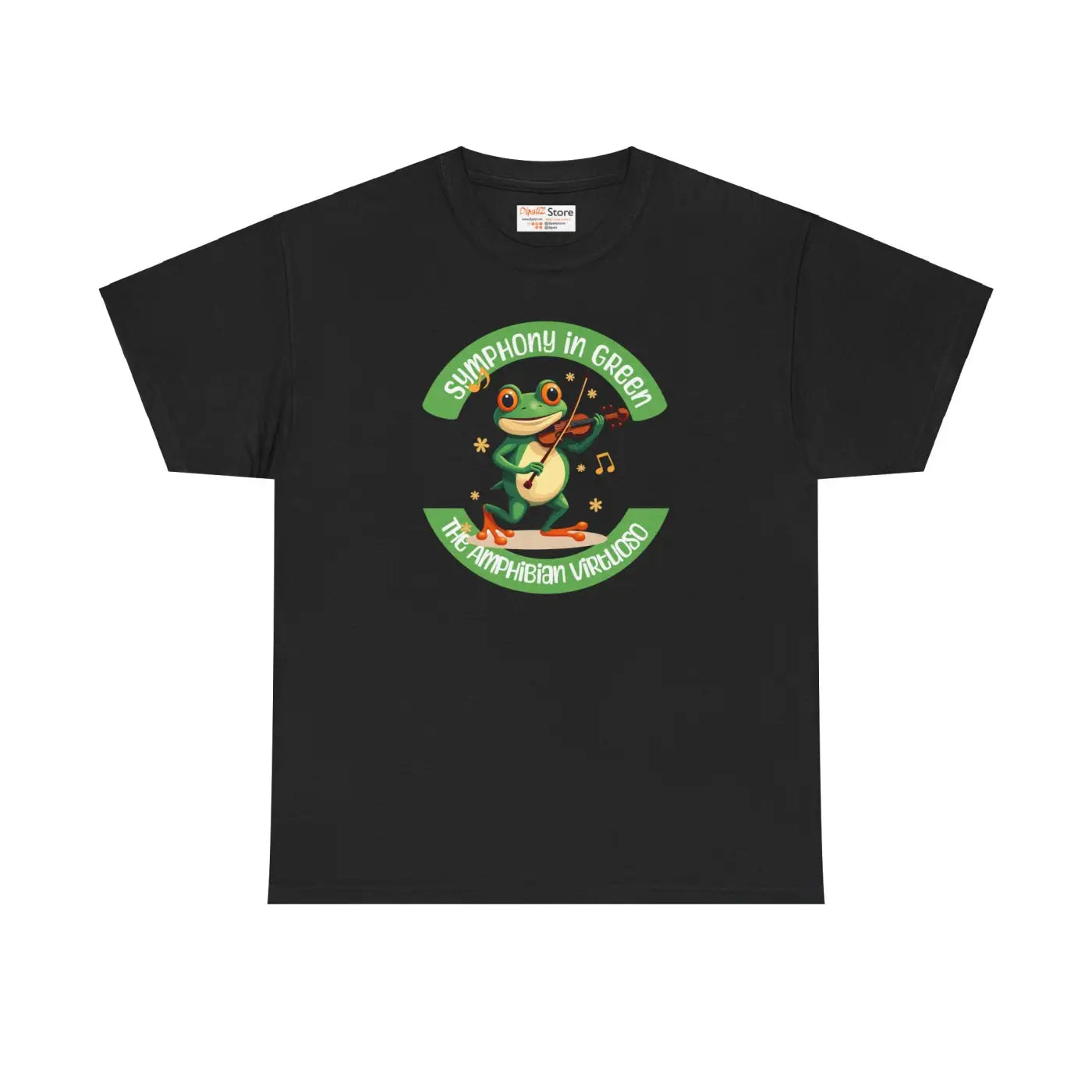 Frog Symphony Green Heavy Cotton Tee - Musical Art - DipaliZ