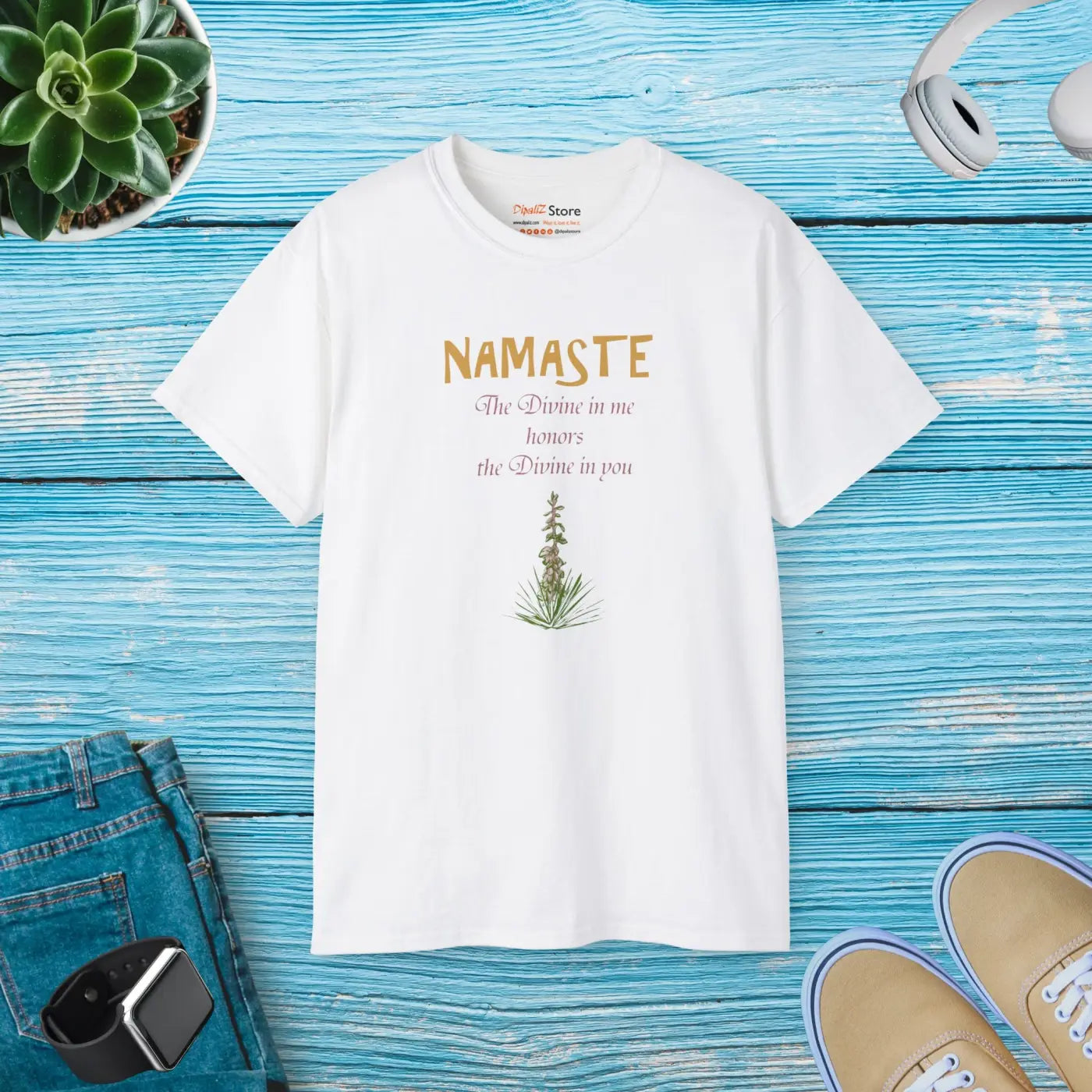 Namaste T-Shirt - The Divine In Me Honors You - DipaliZ