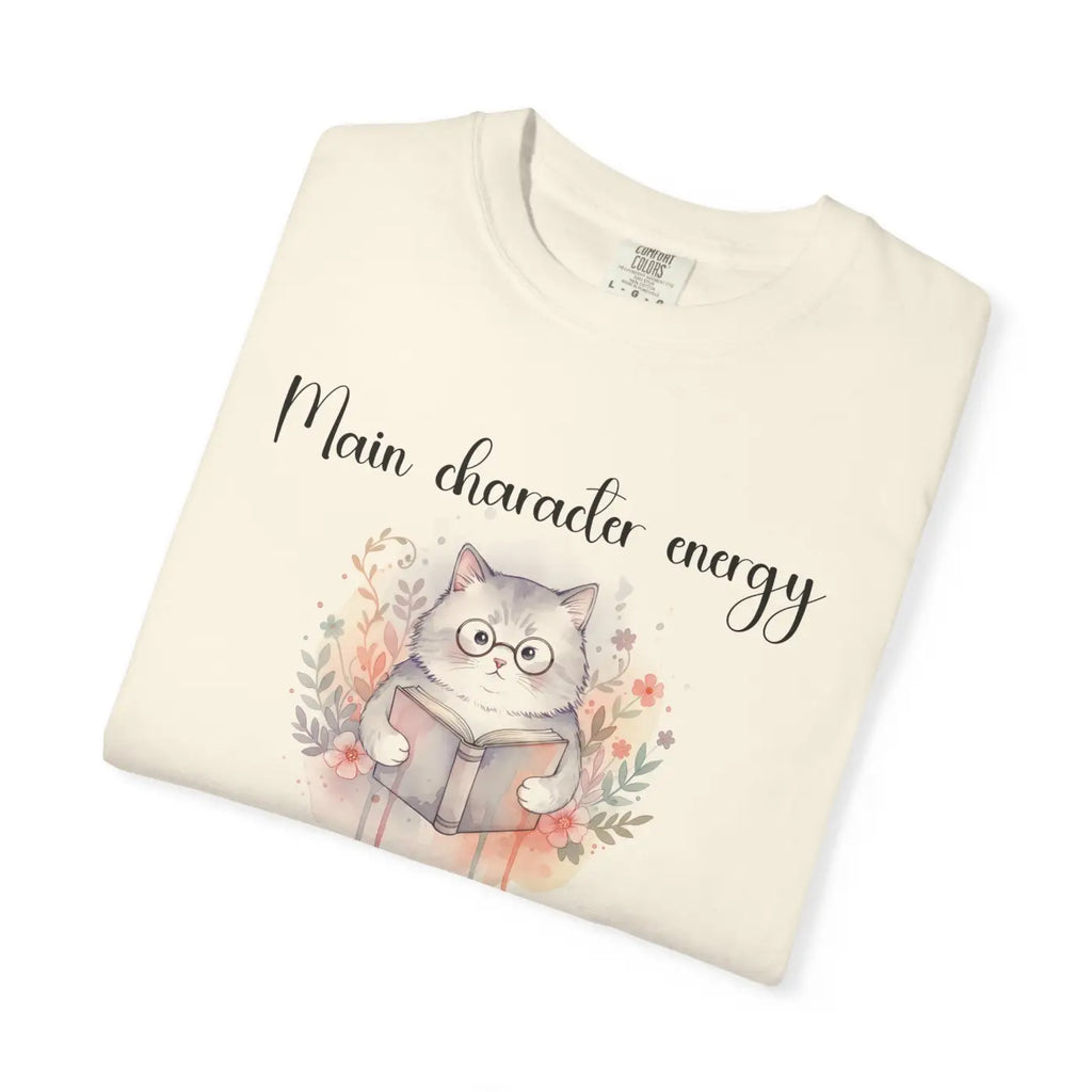 Reading Cat Tee - Main Character Energy Garment-Dyed - DipaliZ