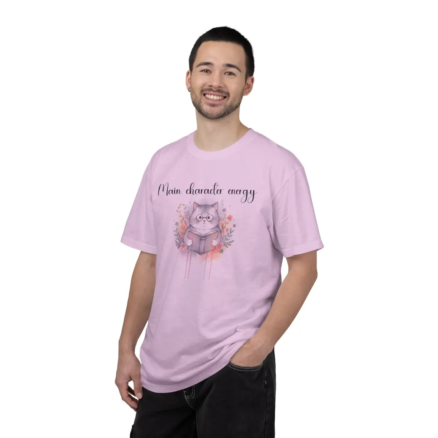 Reading Cat Tee - Main Character Energy Garment-Dyed - DipaliZ