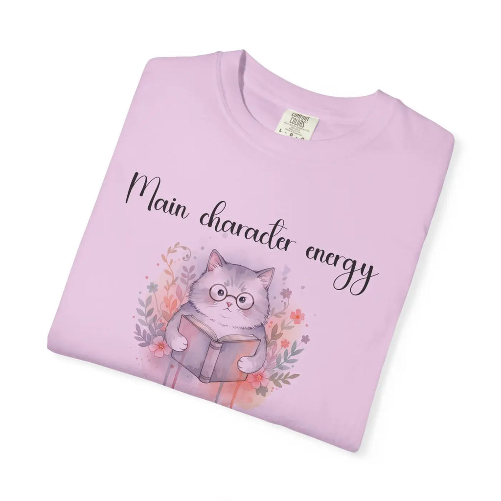 Reading Cat Tee - Main Character Energy Garment-Dyed - DipaliZ