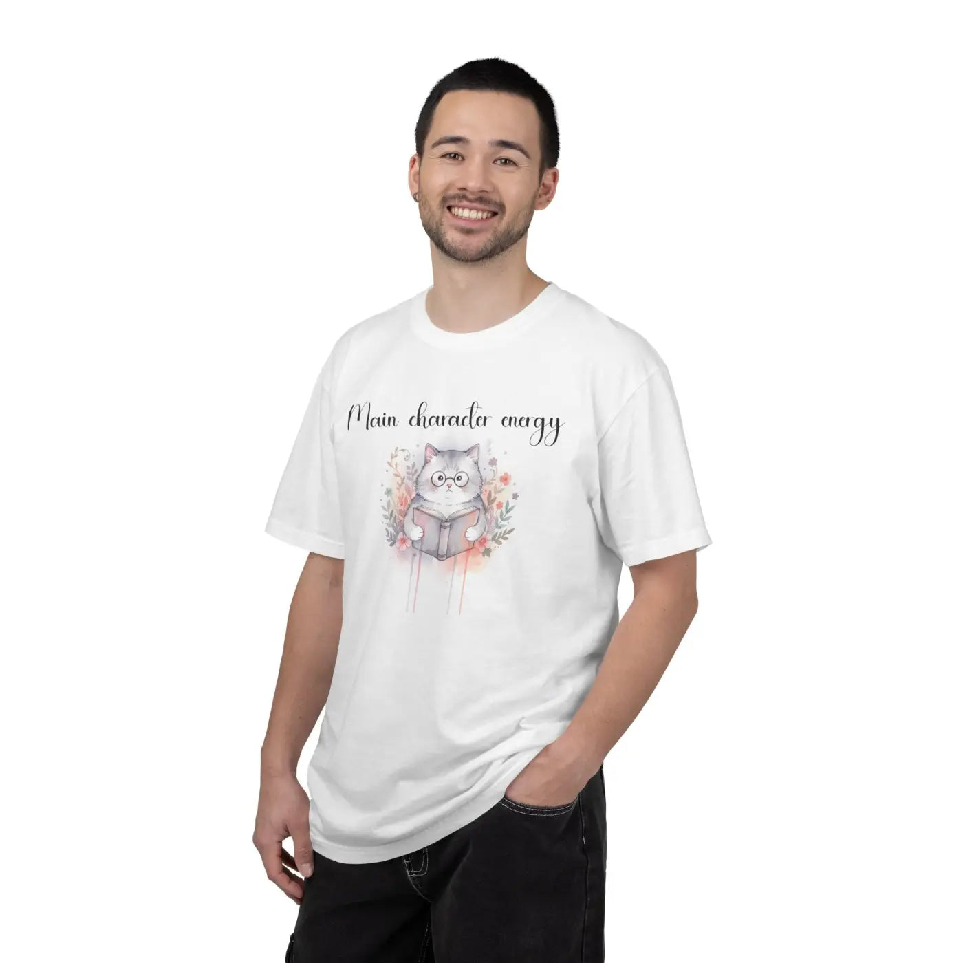 Reading Cat Tee - Main Character Energy Garment-Dyed - DipaliZ