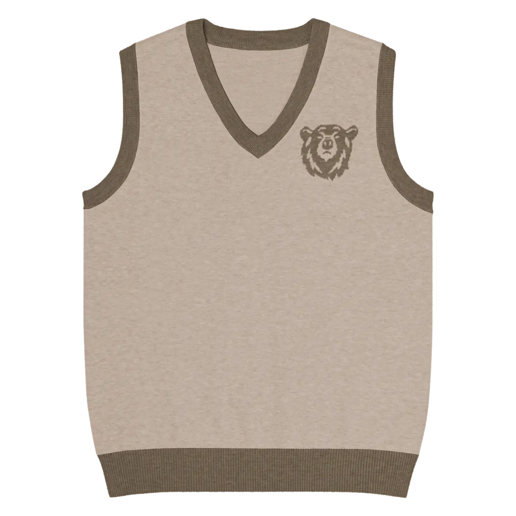 Tan Brown Trim Knit Vest - Timeless Everyday Style - DipaliZ