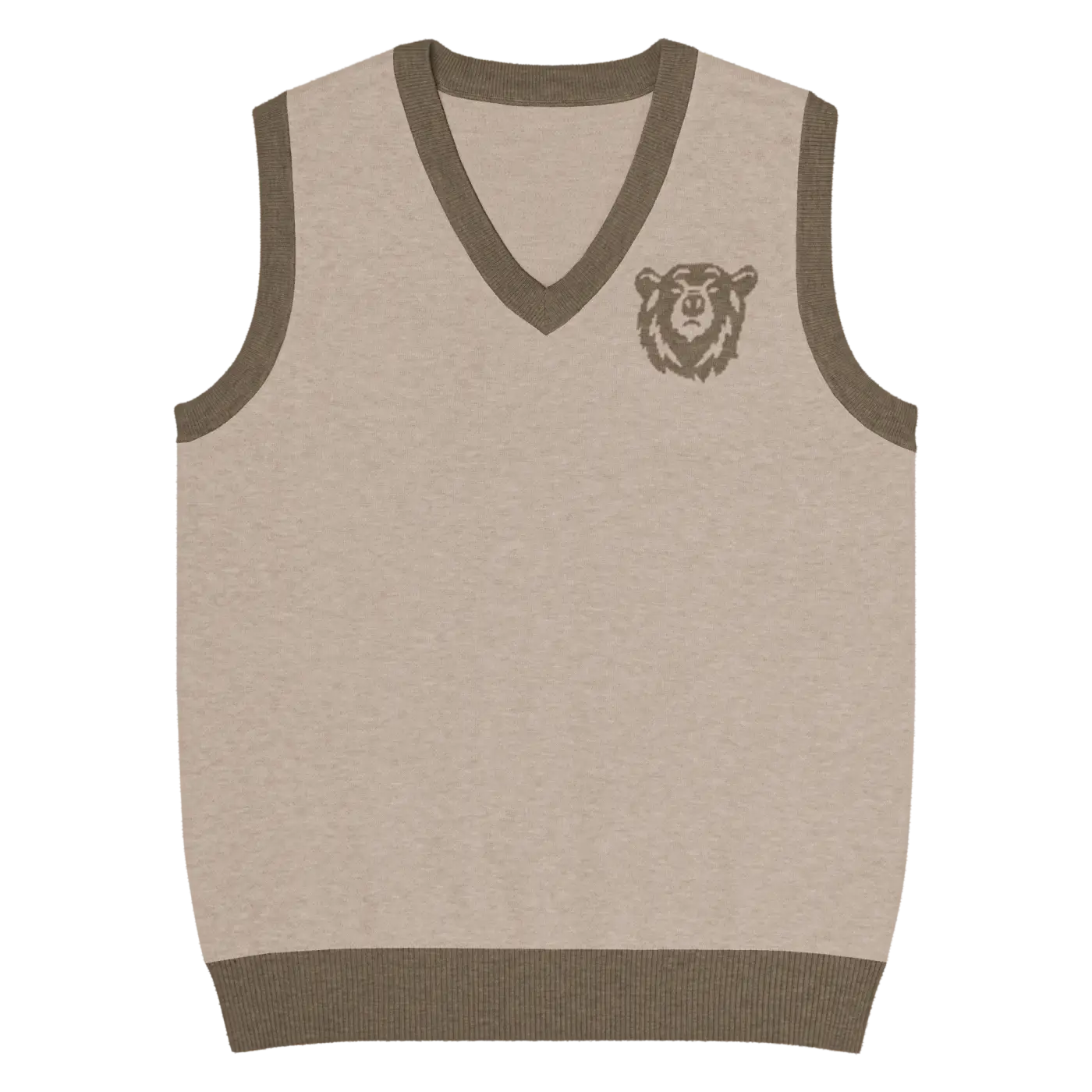 Tan Brown Trim Knit Vest - Timeless Everyday Style - DipaliZ
