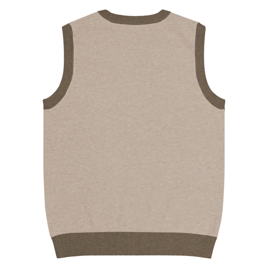 Tan Brown Trim Knit Vest - Timeless Everyday Style - DipaliZ