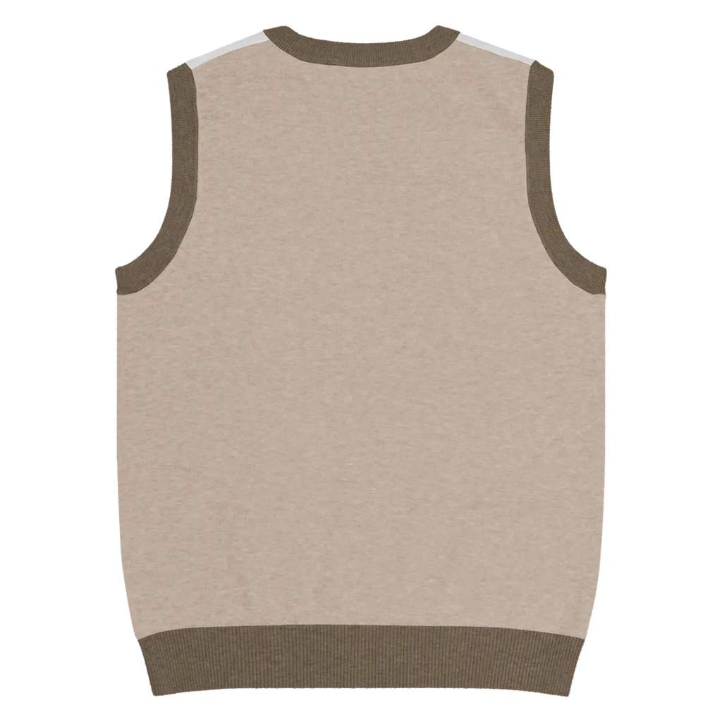 Tan Brown Trim Knit Vest - Timeless Everyday Style - DipaliZ