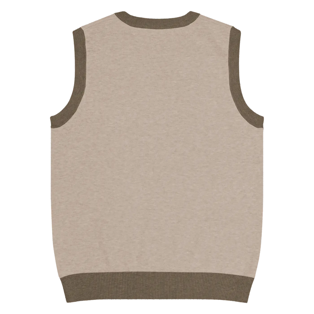 Tan Brown Trim Knit Vest - Timeless Everyday Style - DipaliZ