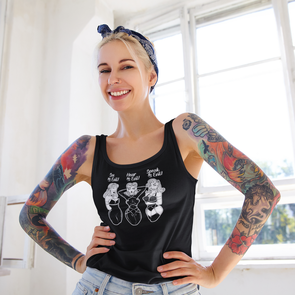 See No Evil, Hear No Evil, Speak No Evil Shabari Women's Ideal Racerback Tank
