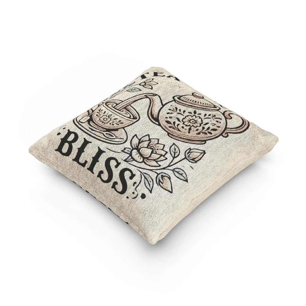 Woven Pillow Cozy Decor - Tea Time Bliss Design - DipaliZ