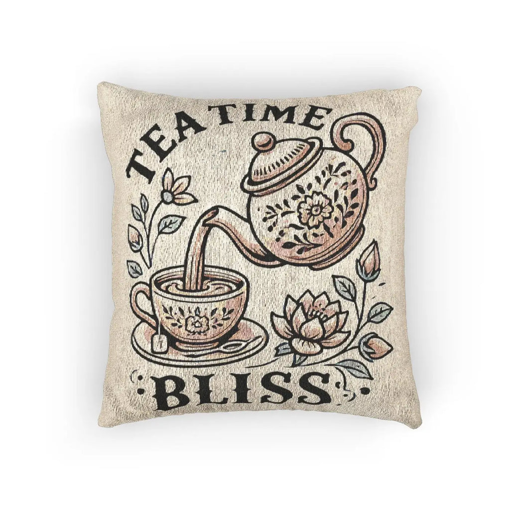 Woven Pillow Cozy Decor - Tea Time Bliss Design - DipaliZ