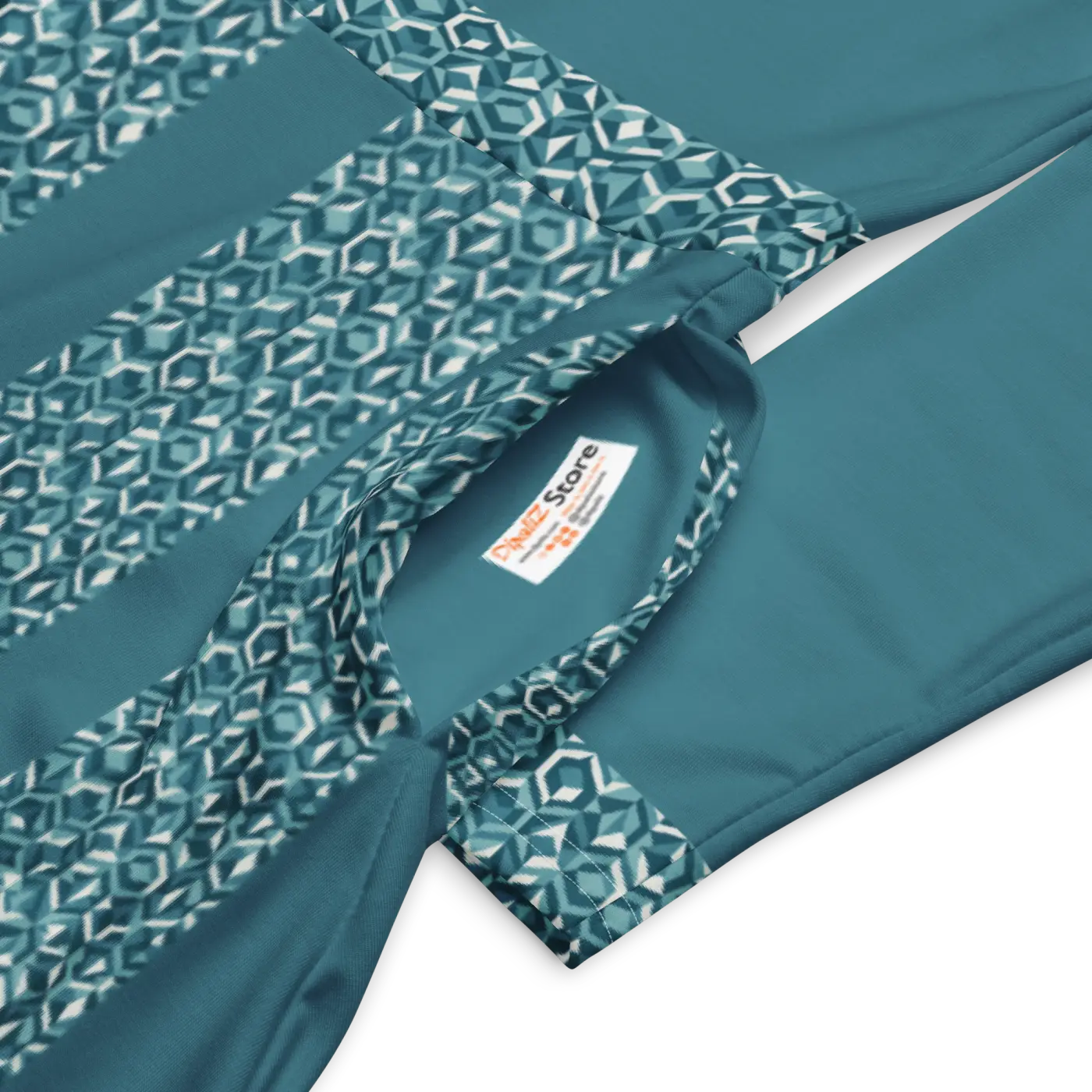 Teal Printed Long Sleeve Midi Dress - Statement Style - DipaliZ