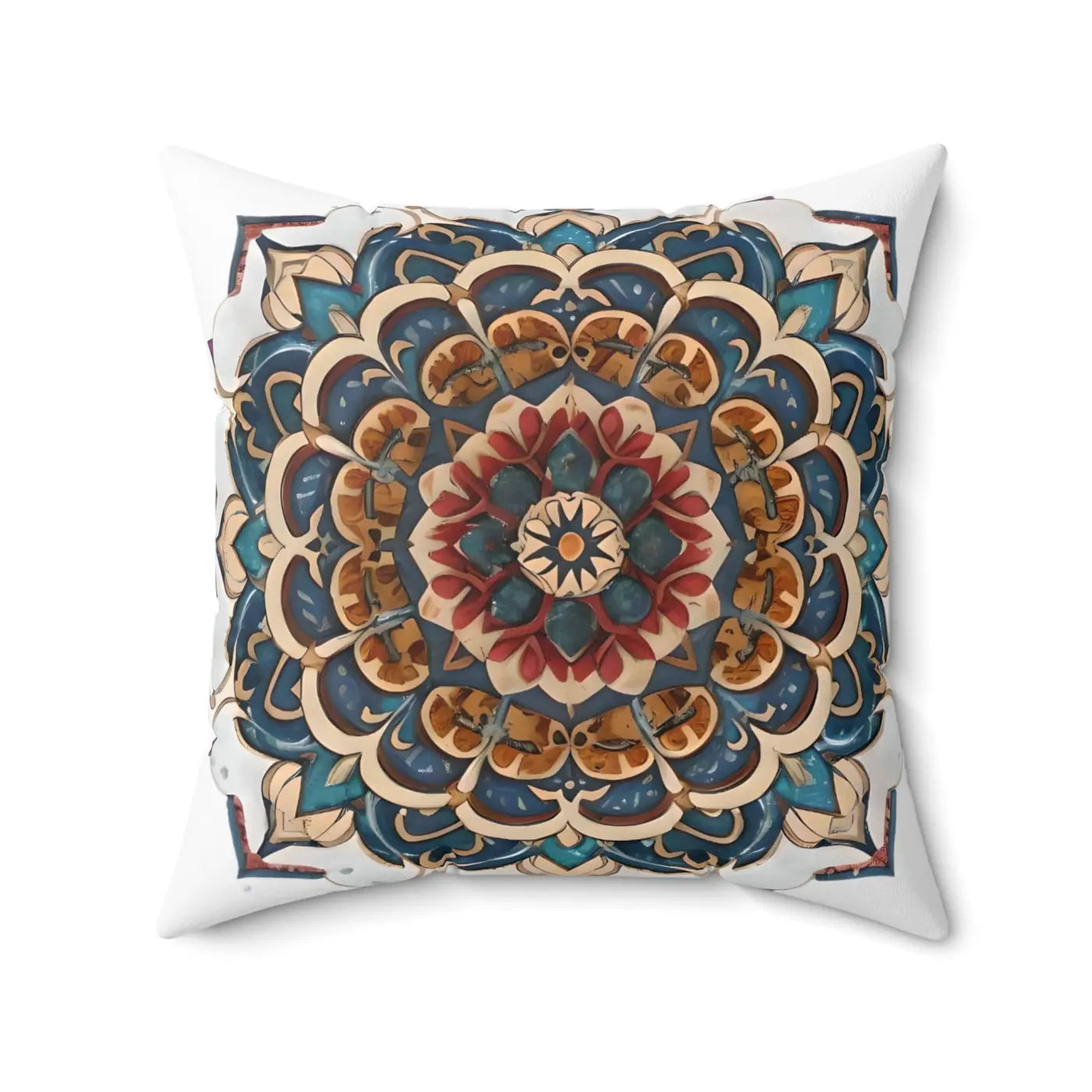 Red Mandal Geometric Throw Pillow - Spun Polyester Square - DipaliZ