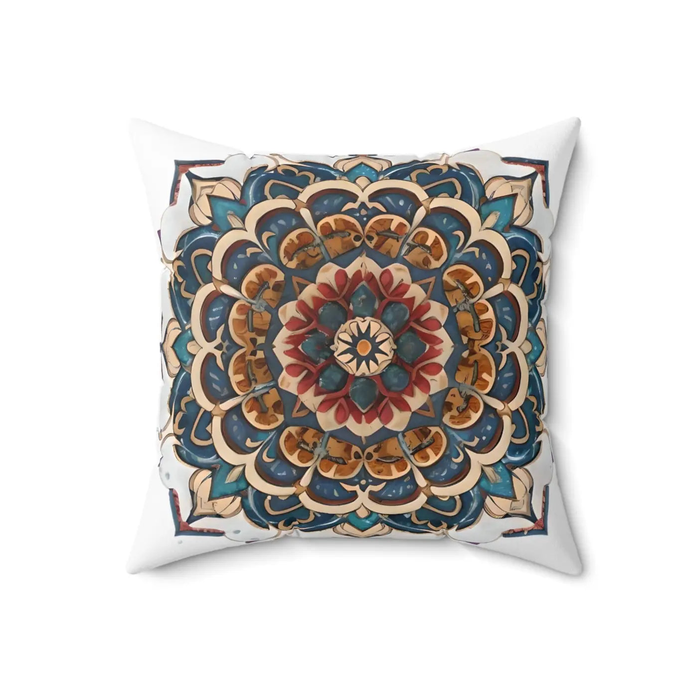 Red Mandal Geometric Throw Pillow - Spun Polyester Square - DipaliZ