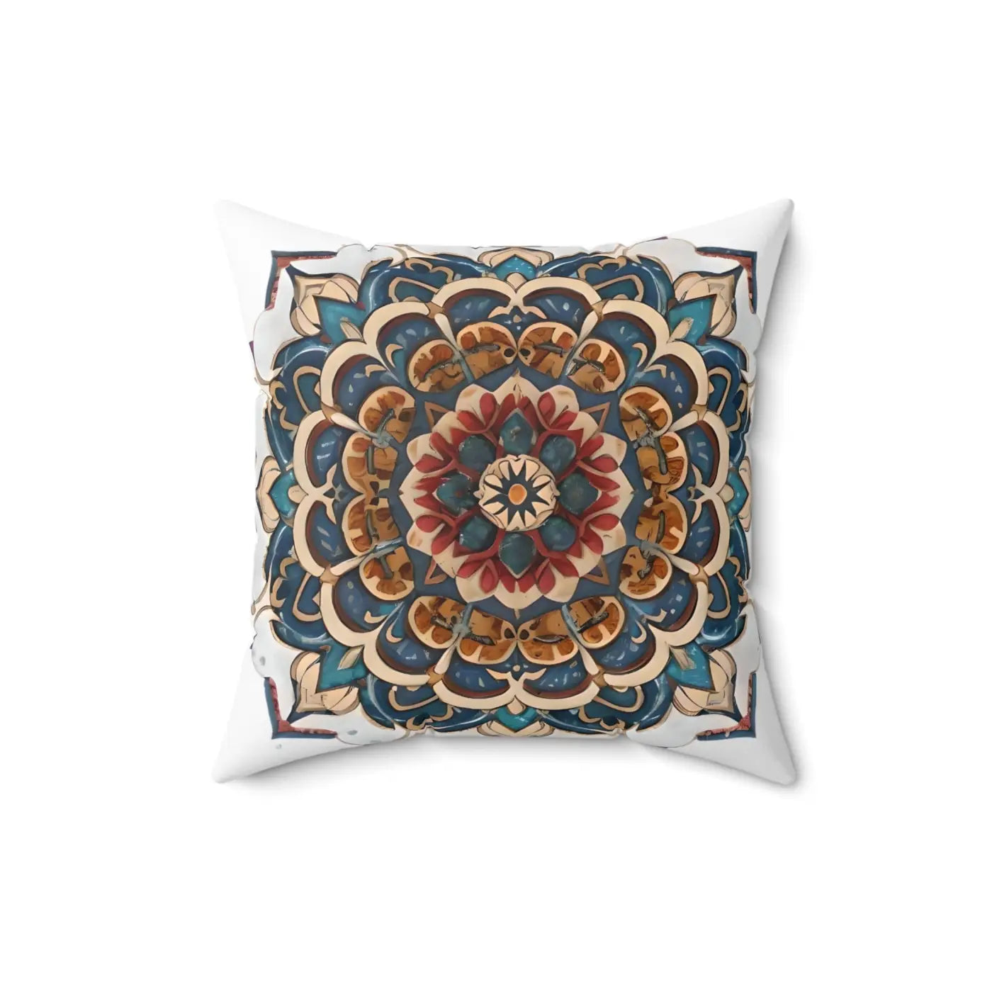 Red Mandal Geometric Throw Pillow - Spun Polyester Square - DipaliZ