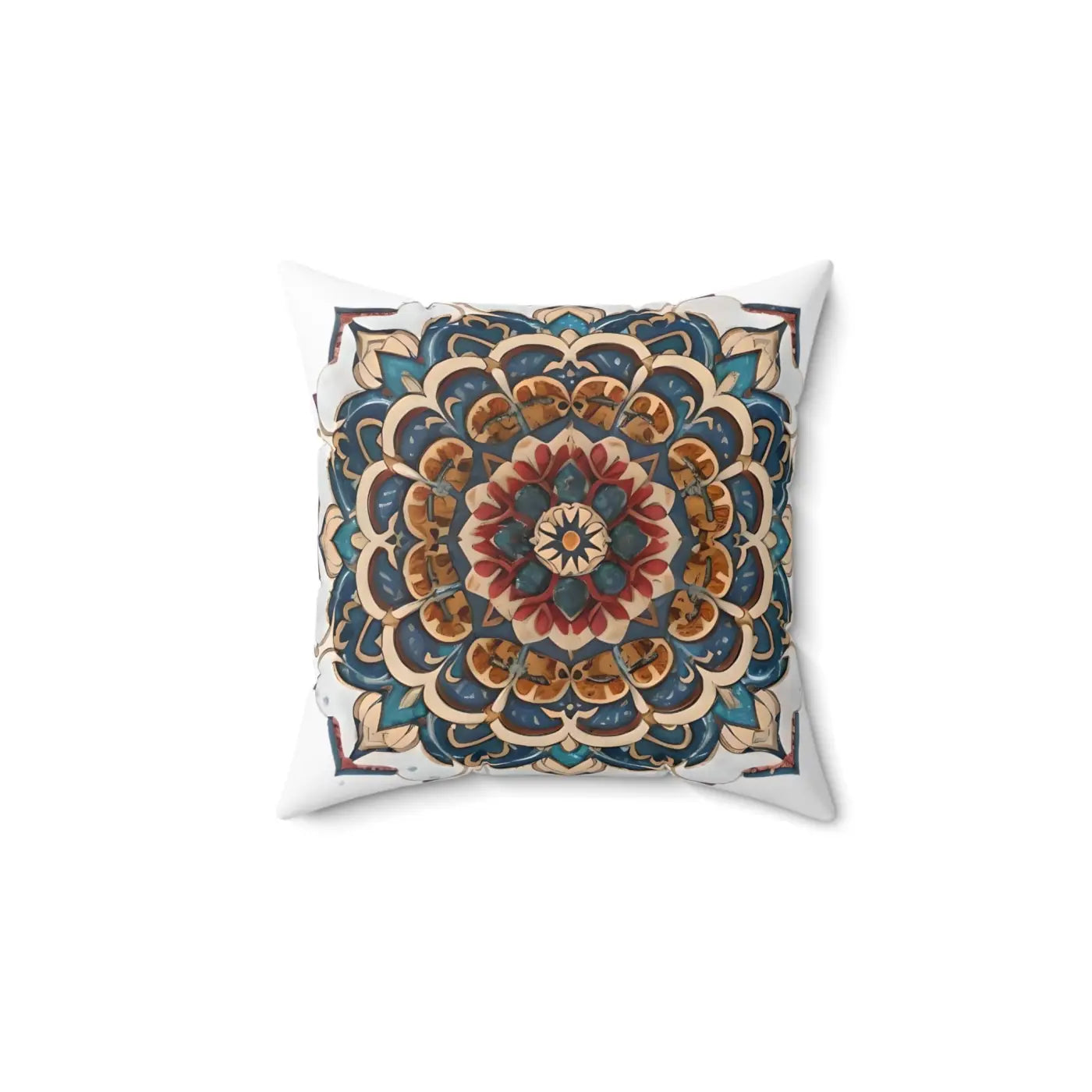 Red Mandal Geometric Throw Pillow - Spun Polyester Square - DipaliZ
