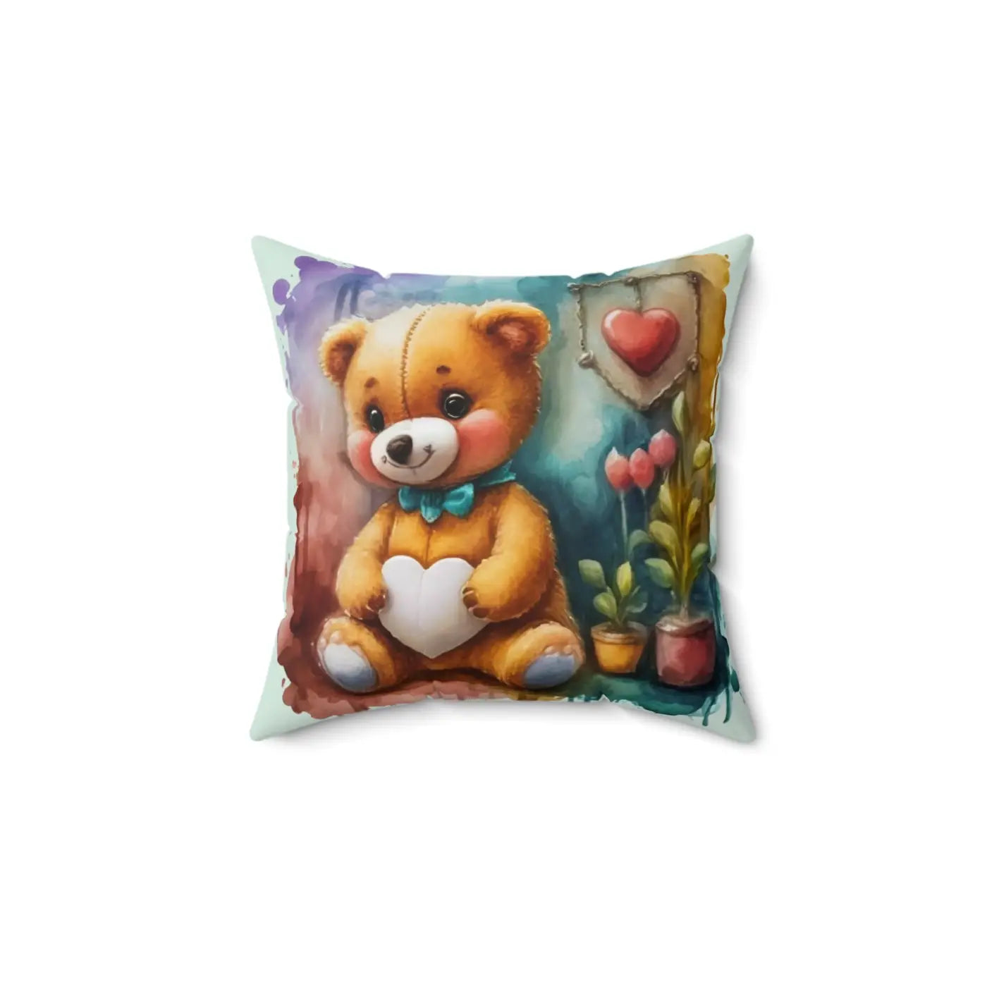Teddy Bear Polyester Square Pillow - Plush Comfort - DipaliZ