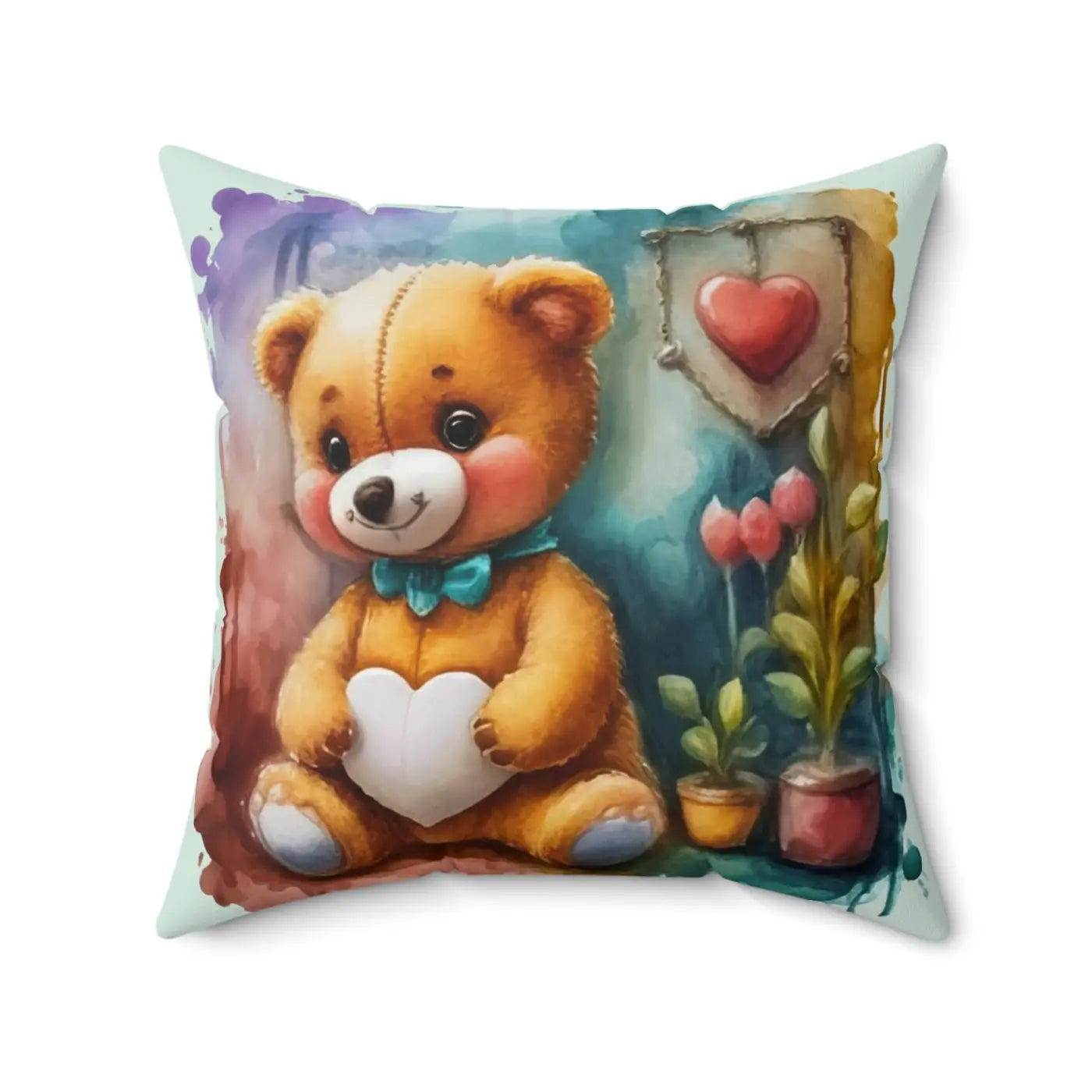 Teddy Bear Polyester Square Pillow - Plush Comfort - DipaliZ