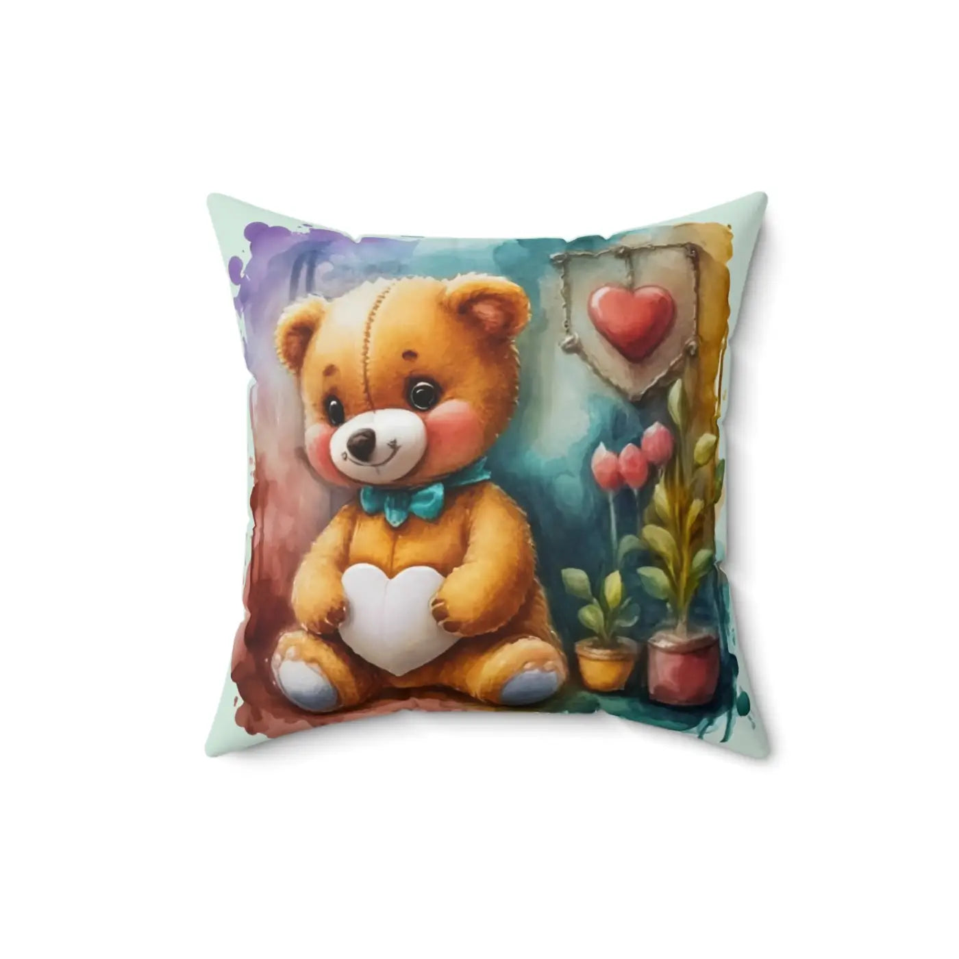 Teddy Bear Polyester Square Pillow - Plush Comfort - DipaliZ
