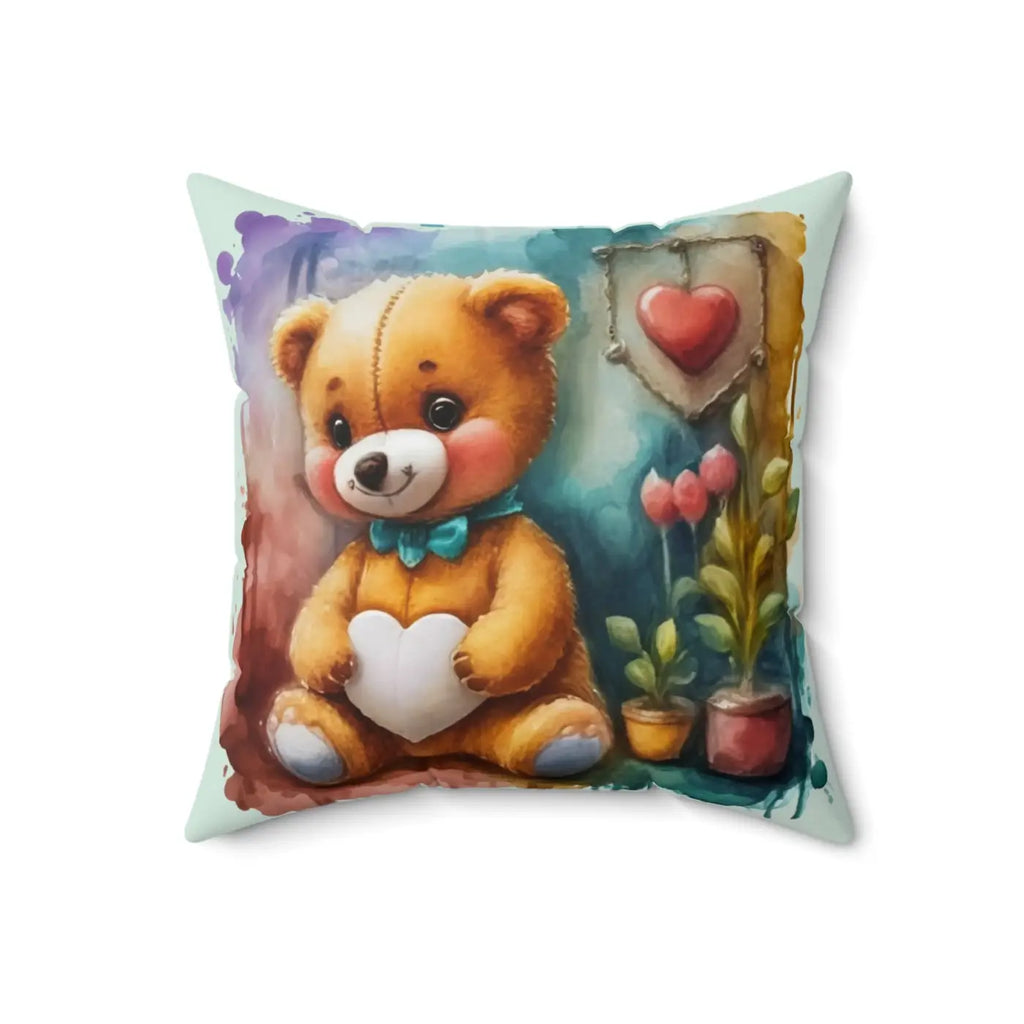 Teddy Bear Polyester Square Pillow - Plush Comfort - DipaliZ