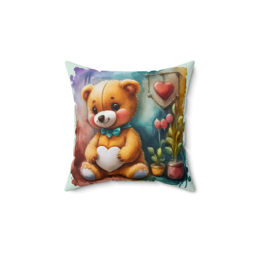 Teddy Bear Polyester Square Pillow - Plush Comfort - DipaliZ