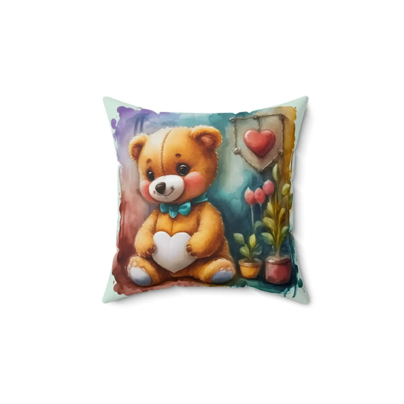 Teddy Bear Polyester Square Pillow - Plush Comfort - DipaliZ