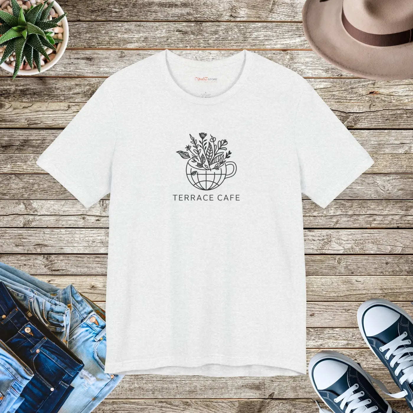 Terrace Cafe Unisex Jersey Short Sleeve Tee - Soft Cotton - DipaliZ