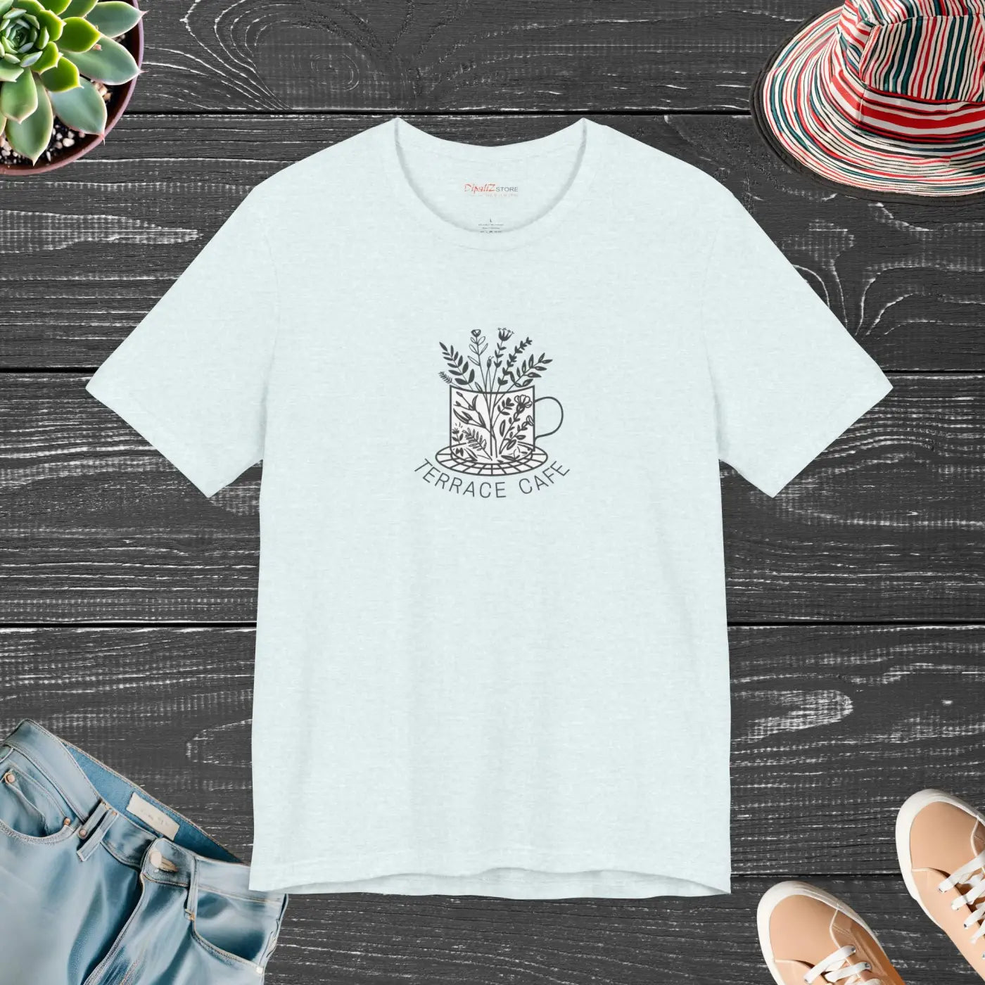 Terrace Cafe Unisex Jersey Short Sleeve Tee - Soft Cotton - DipaliZ