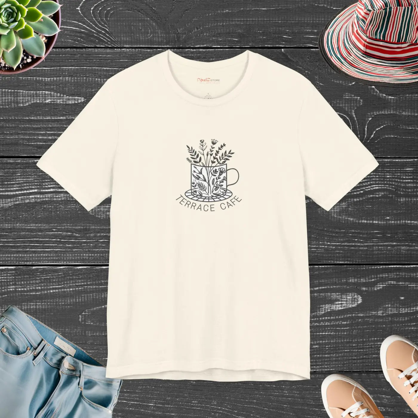 Terrace Cafe Unisex Jersey Short Sleeve Tee - Soft Cotton - DipaliZ
