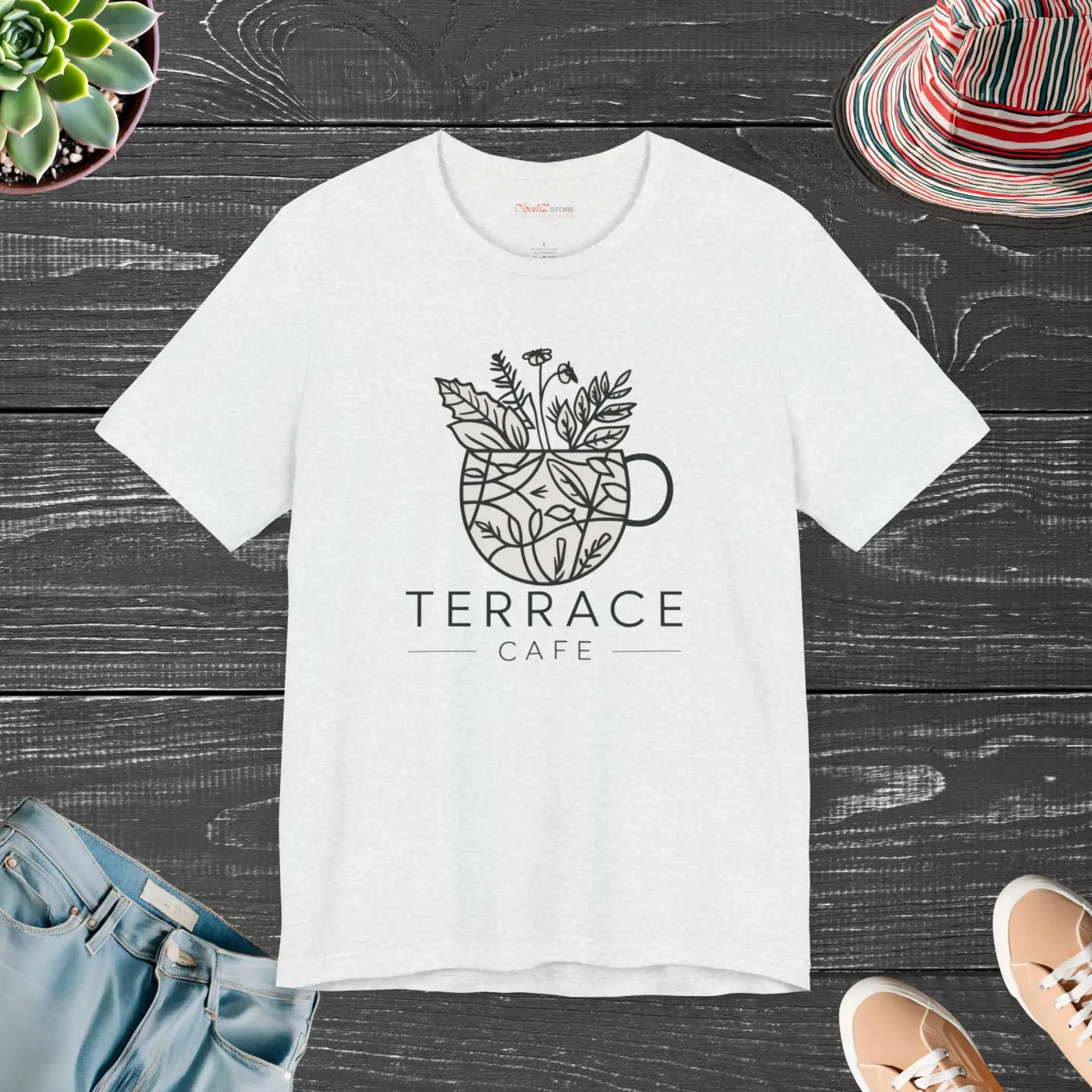 Terrace Cafe Unisex Jersey Short Sleeve Tee - Comfort Fit - DipaliZ